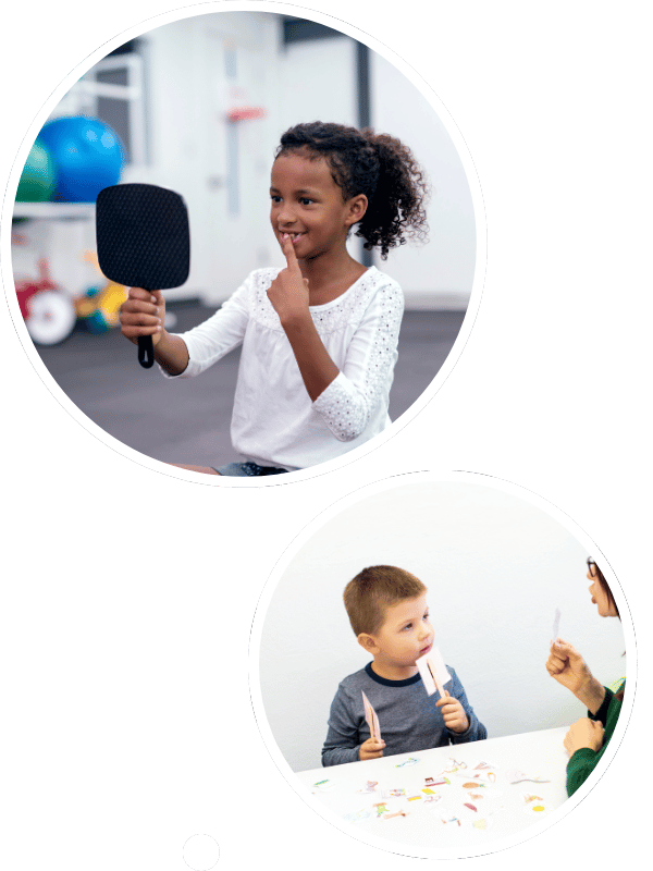 young girl and young boy receiving speech therapy