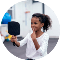 Young girl receiving speech therapy