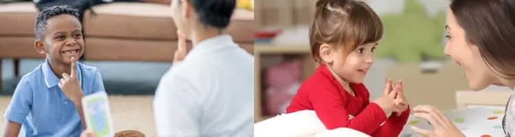 Child therapy session with a therapist engaging a young girl in a playful activity to support emotional and behavioral development.